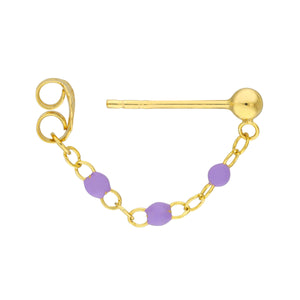 14K GOLD ENAMEL BEAD CHAIN EARRINGS