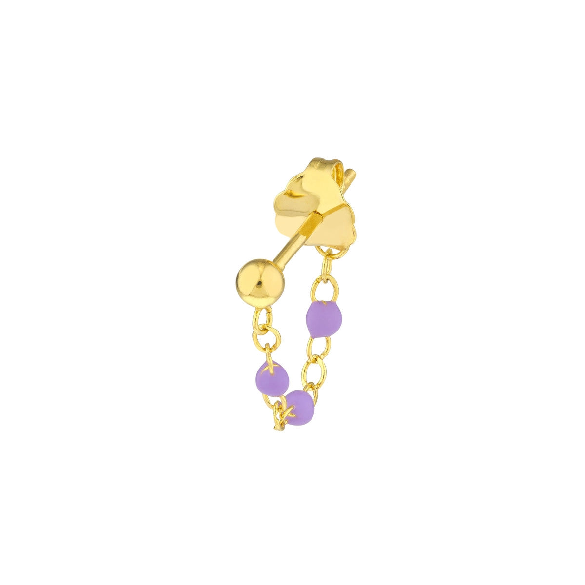 14K GOLD ENAMEL BEAD CHAIN EARRINGS