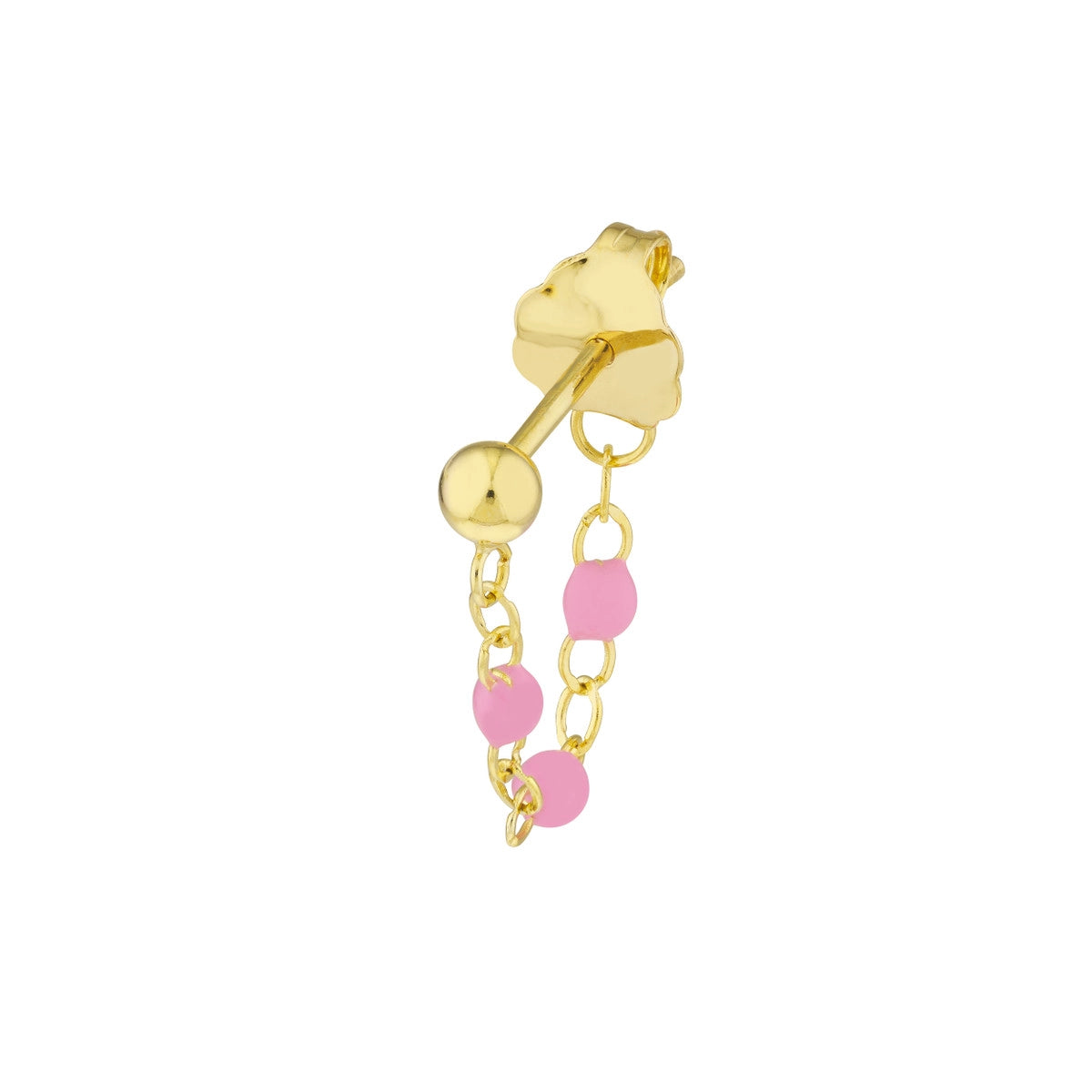 14K GOLD ENAMEL BEAD CHAIN EARRINGS