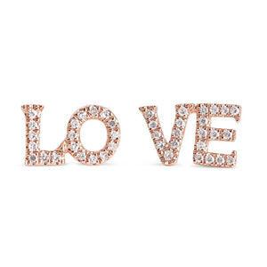 DIAMOND AND 14K GOLD LOVE STUD EARRINGS