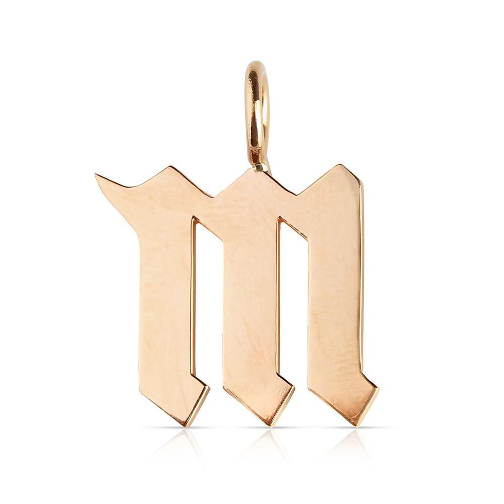 SOLID GOLD GOTHIC LETTER CHARM