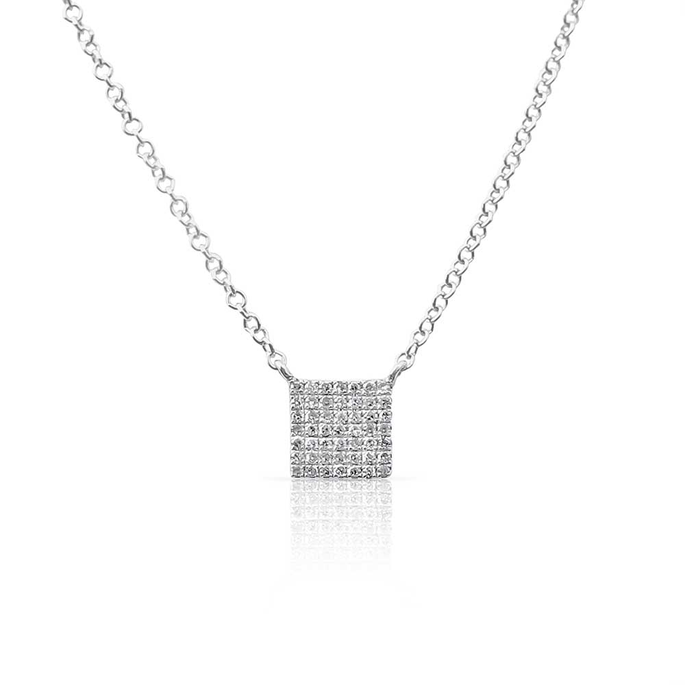 14K GOLD SQUARE DIAMOND PENDANT