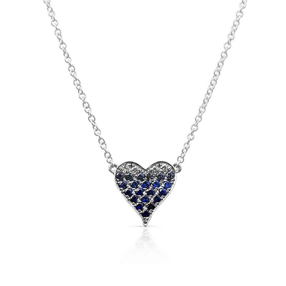 mini blue ombre heart necklace