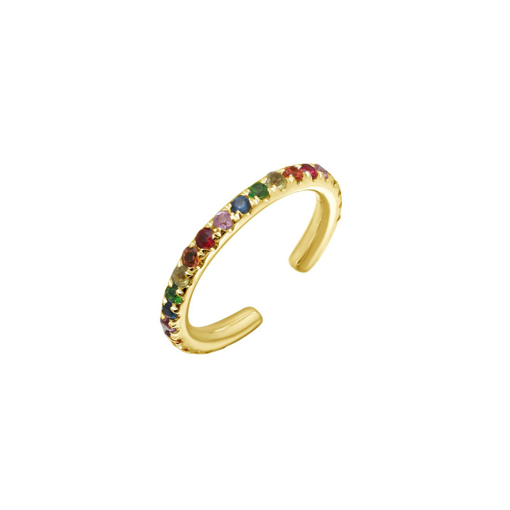 14K GOLD RAINBOW SAPPHIRE EAR CUFF