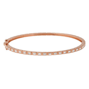 14K ROSE GOLD HORIZONTAL BAGUETTE DIAMOND BANGLE