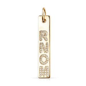 14K GOLD AND DIAMOND LONG PERSONALIZED BAR