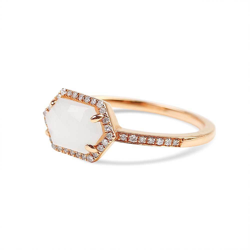 MOONSTONE AND DIAMOND RING