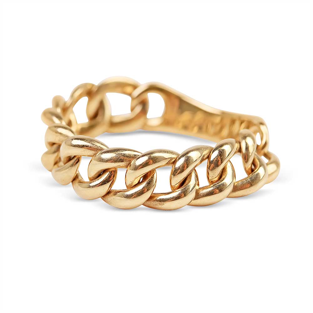 SOLID 14K GOLD CUBAN LINK RING 