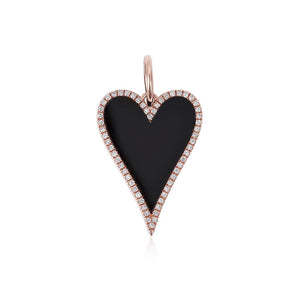 BLACK ONYX AND DIAMOND HEART CHARM