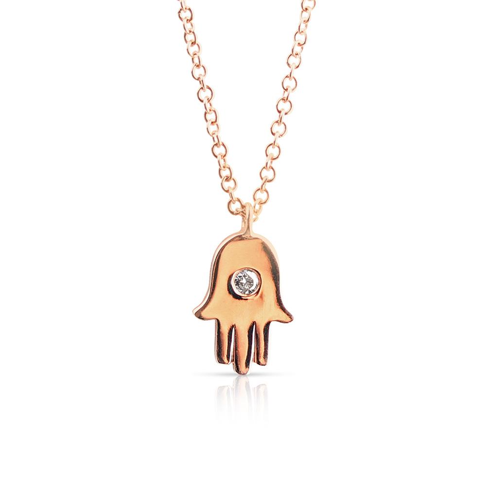 14K GOLD HAMSA NECKLACE WITH DIAMOND