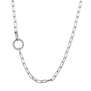 WHITE GOLD PAPERCLIP CHAIN WITH DIAMOND CLASP