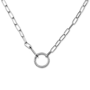 WHITE GOLD PAPERCLIP CHAIN WITH DIAMOND CLASP