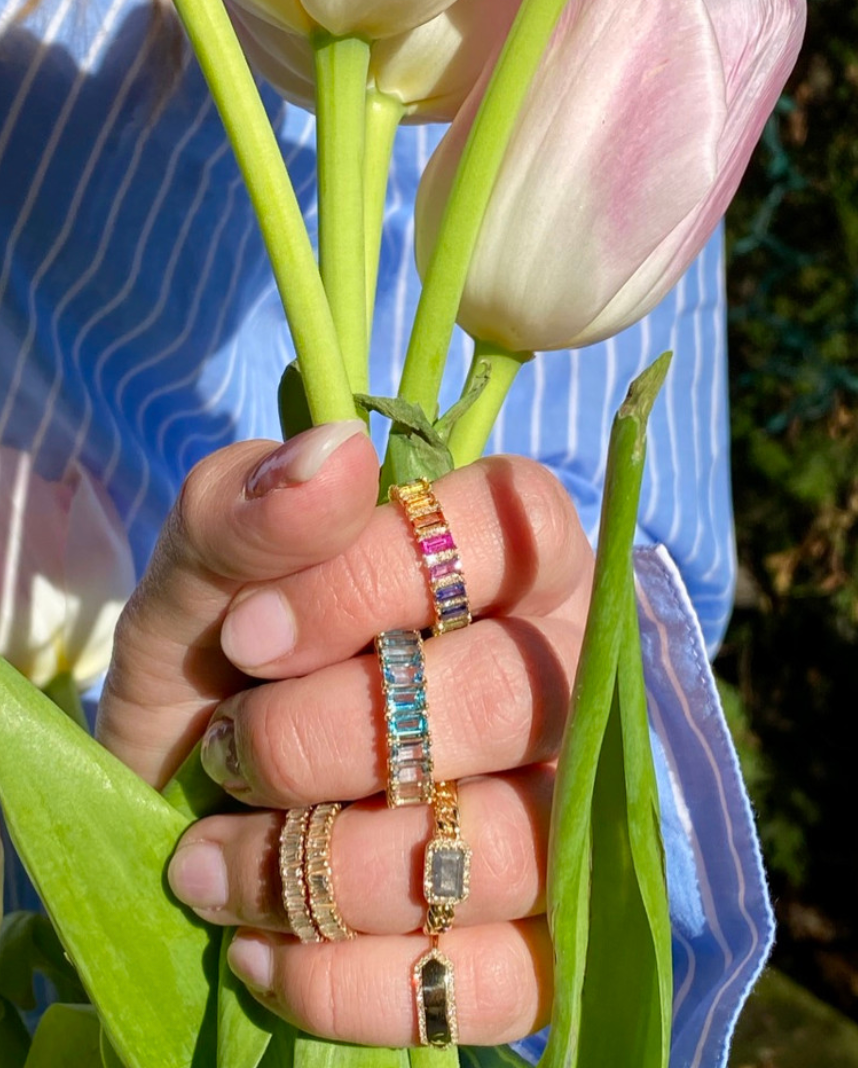 14K GOLD AND DIAMOND PINKY NAMEPLATE RING