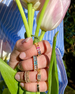 14K GOLD AND DIAMOND PINKY NAMEPLATE RING