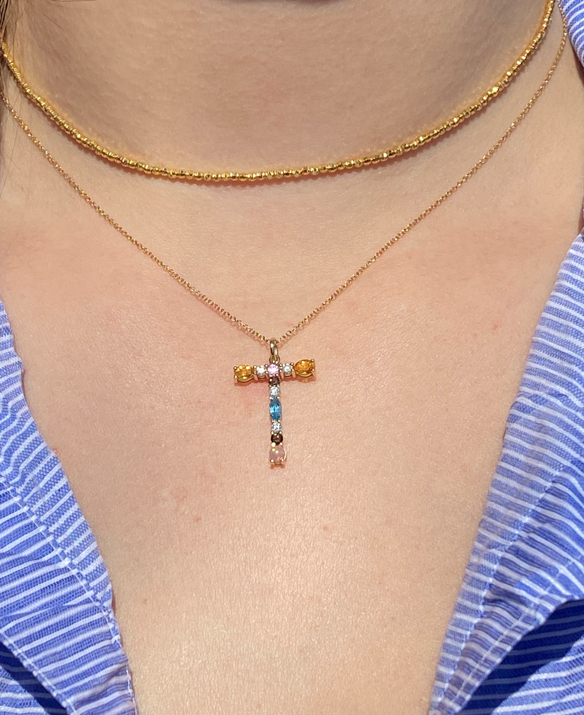 MIXED GEMSTONE LETTER CHARM