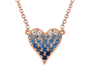 Diamond and Sapphire Ombre Heart Necklace