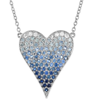 Blue Sapphire Ombre Heart Necklace
