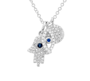 DIAMOND AND SAPPHIRE LUCKY CHARM NECKLACE