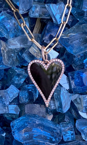 ONYX AND DIAMOND HEART CHARM