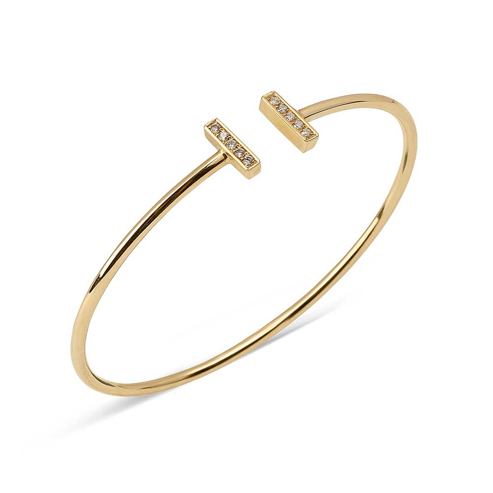 GOLD DIAMOND T BANGLE
