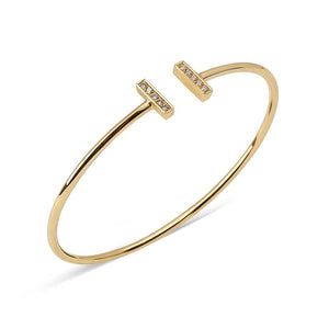 GOLD DIAMOND T BANGLE