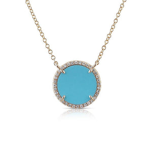 ROUND TURQUOISE AND DIAMOND NECKLACE