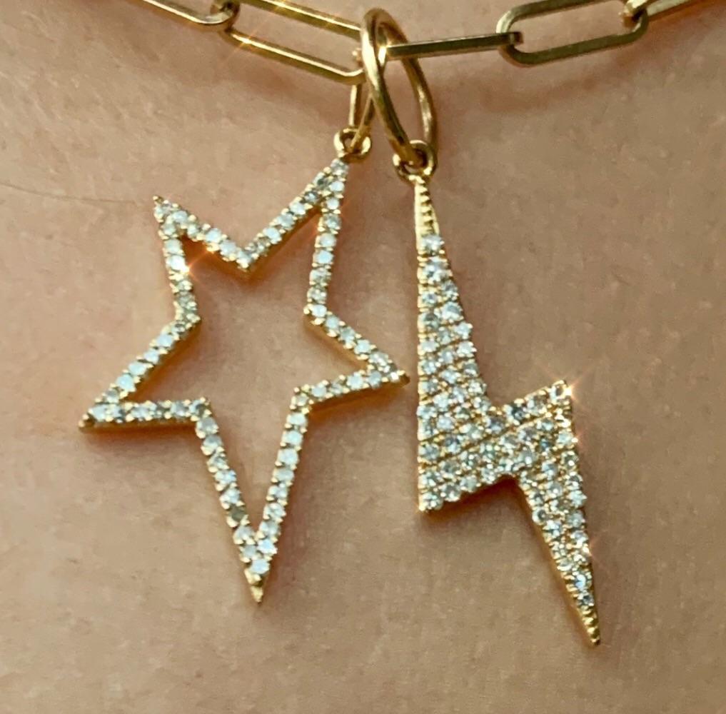 14K GOLD AND DIAMOND LIGHTNING BOLT CHARM