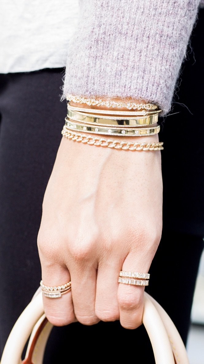 DIAMOND BEAD STACKING RING