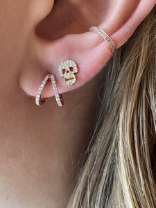 WHITE DIAMOND SKULL EARRINGS
