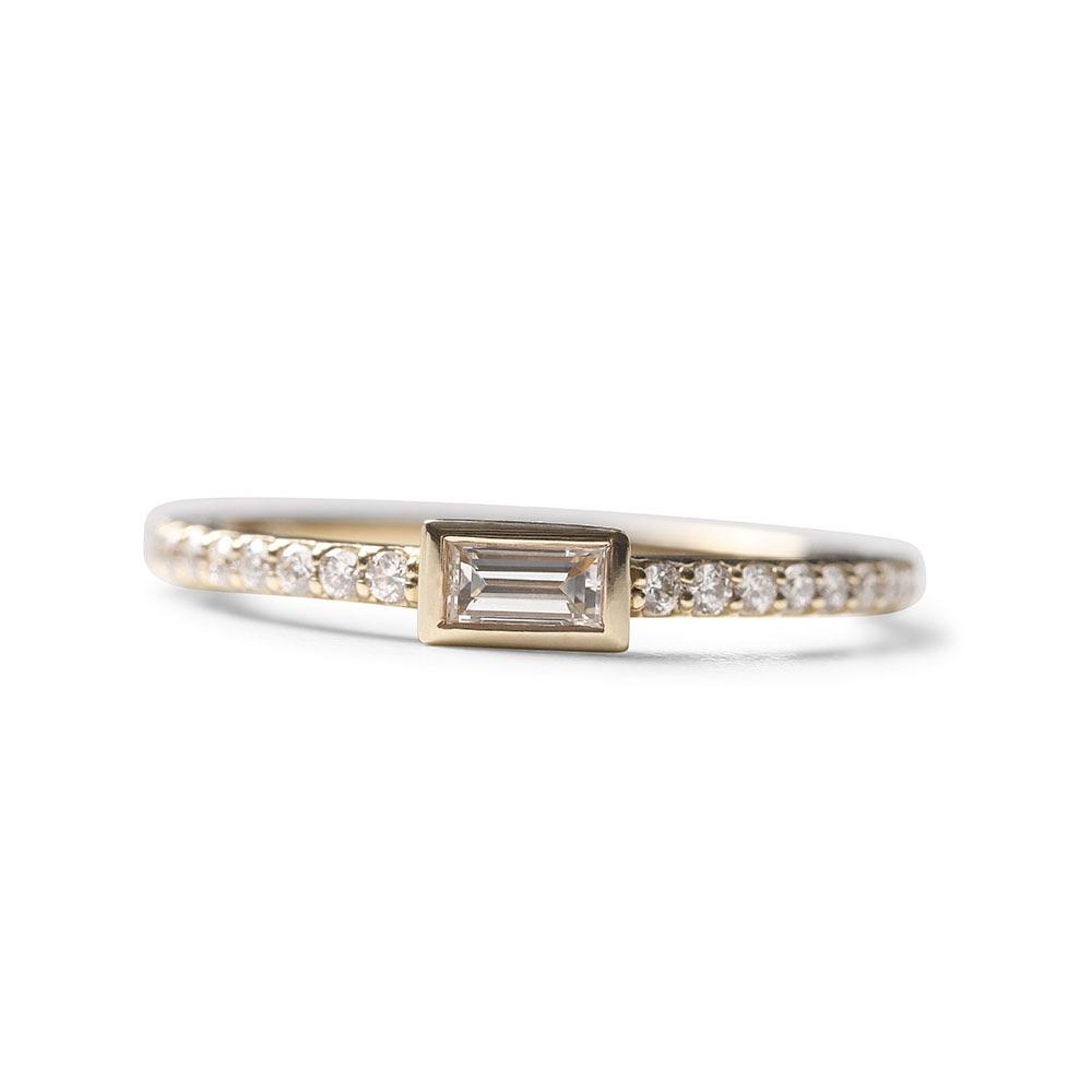 BEZEL SET BAGUETTE DIAMOND STACKING RING
