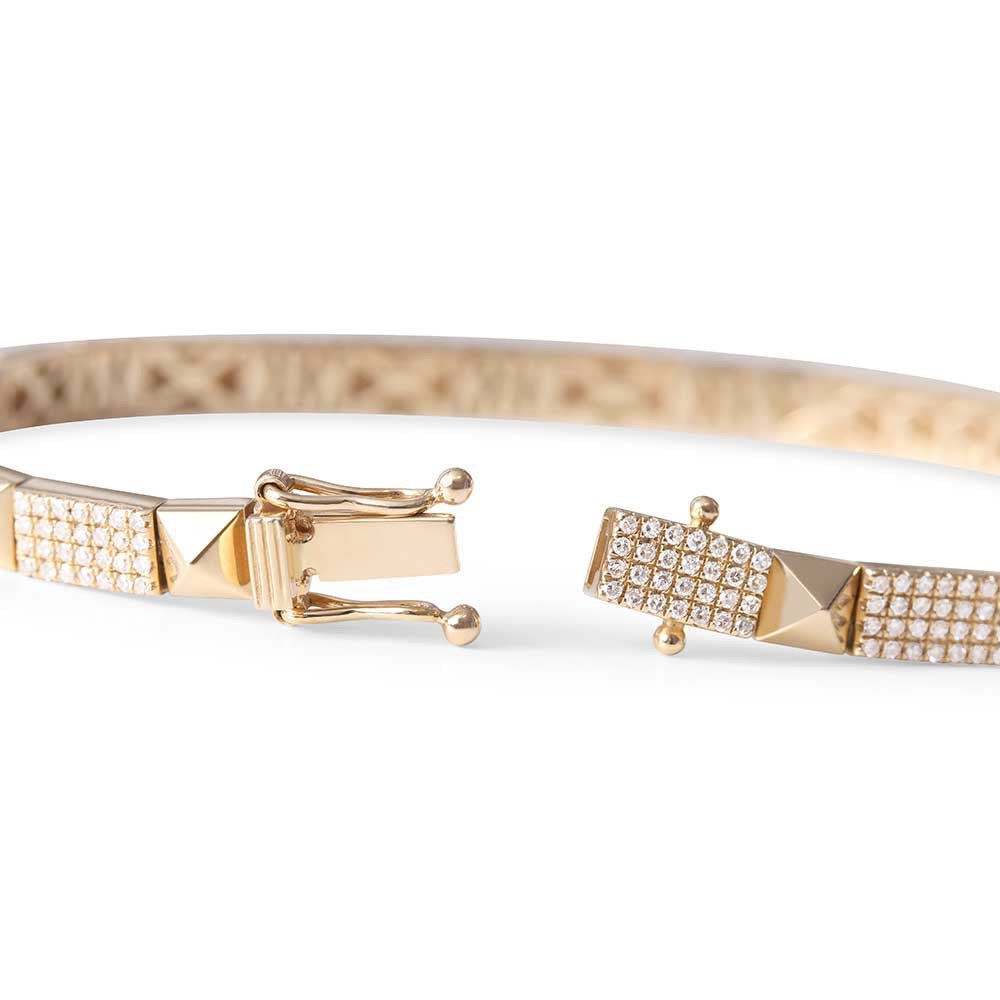 DIAMOND AND 14K GOLD PYRAMID STUD BRACELET