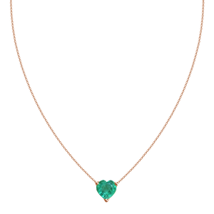 HEART SHAPED EMERALD NECKLACE IN 18K ROSE GOLD