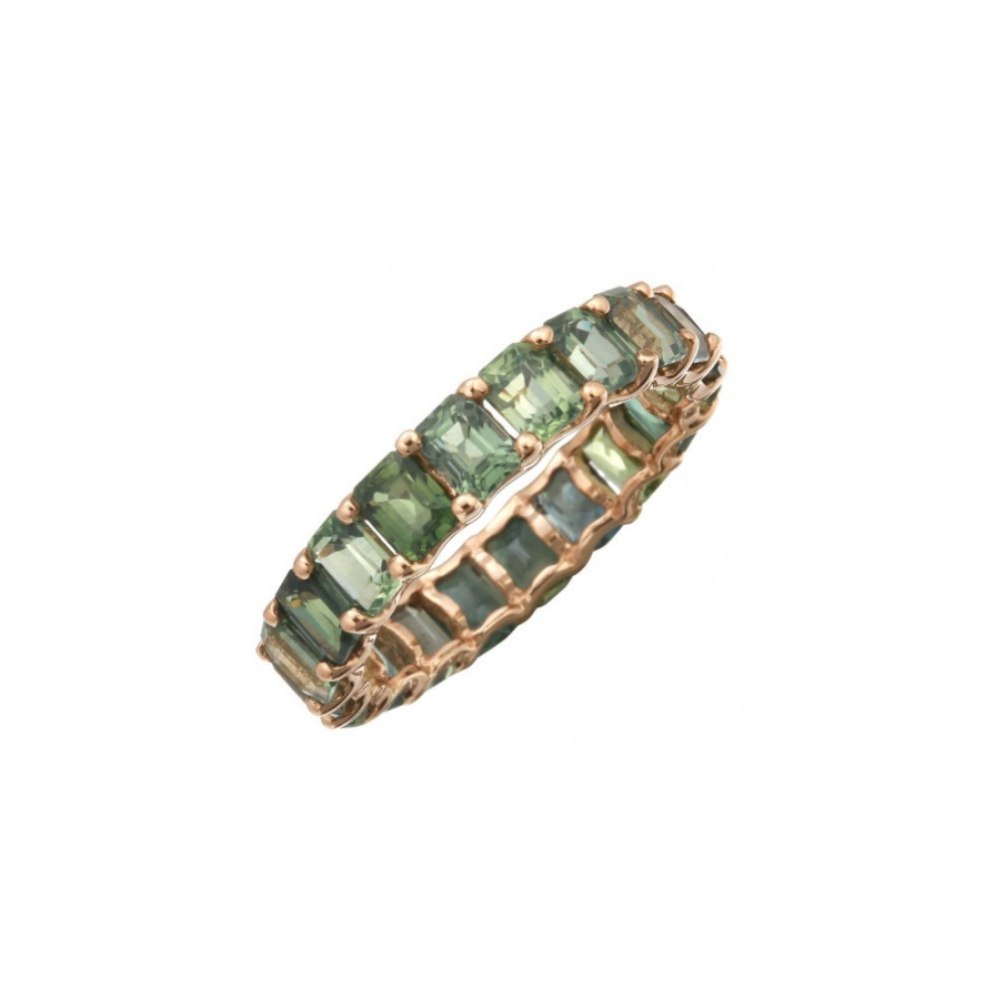 14K GOLD GREEN SAPPHIRE ETERNITY BAND RING