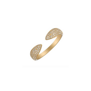 14K GOLD AND DIAMOND LARGE CLAW RING YELLOW GOLD