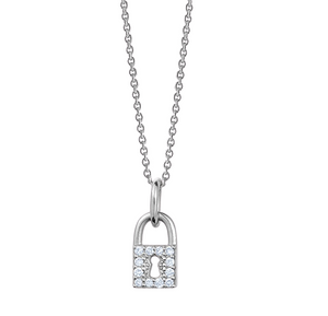 Solid 14k Gold and Diamond Love Lock Necklace