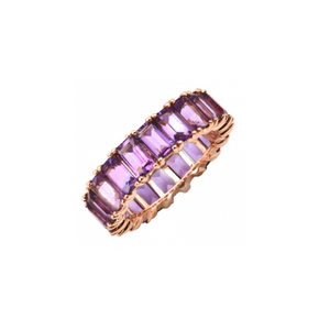 14K GOLD PURPLE AMETHYST ETERNITY BAND 3X5 MM