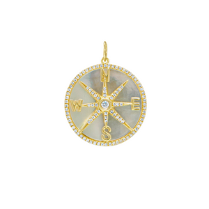 DIAMOND AND MOTHER OF PEARL COMPASS CHARM