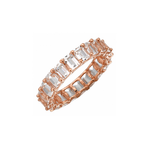 SMALL ROSE GOLD WHITE TOPAZ EMERALD CUT ETERNITY BAND