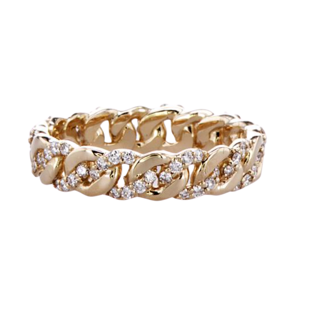 BRAIDED DIAMOND CHAIN LINK RING
