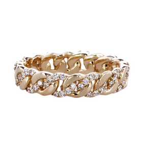 BRAIDED DIAMOND CHAIN LINK RING