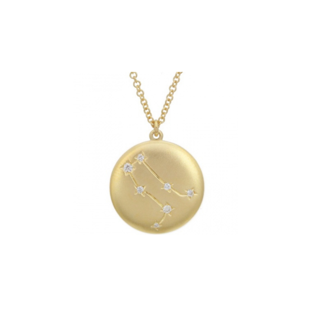 14K Yellow Gold Zodiac Constellation Necklace Gemini