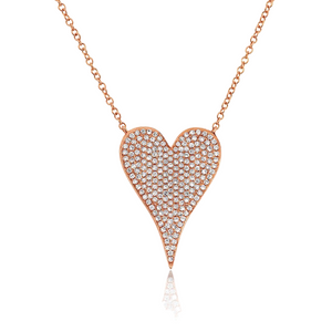LARGE DIAMOND HEART NECKLACE IN 14K ROSE GOLD