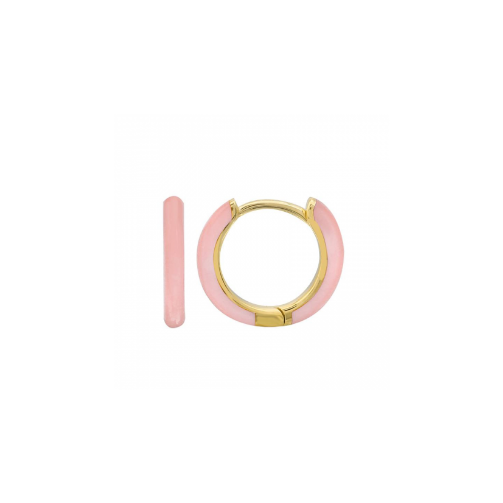 14K GOLD BLUSH PINK ENAMEL HUGGIES