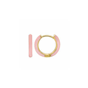14K GOLD BLUSH PINK ENAMEL HUGGIES