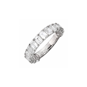 SMALL WHITE GOLD WHITE TOPAZ EMERALD CUT 3/4 BAND