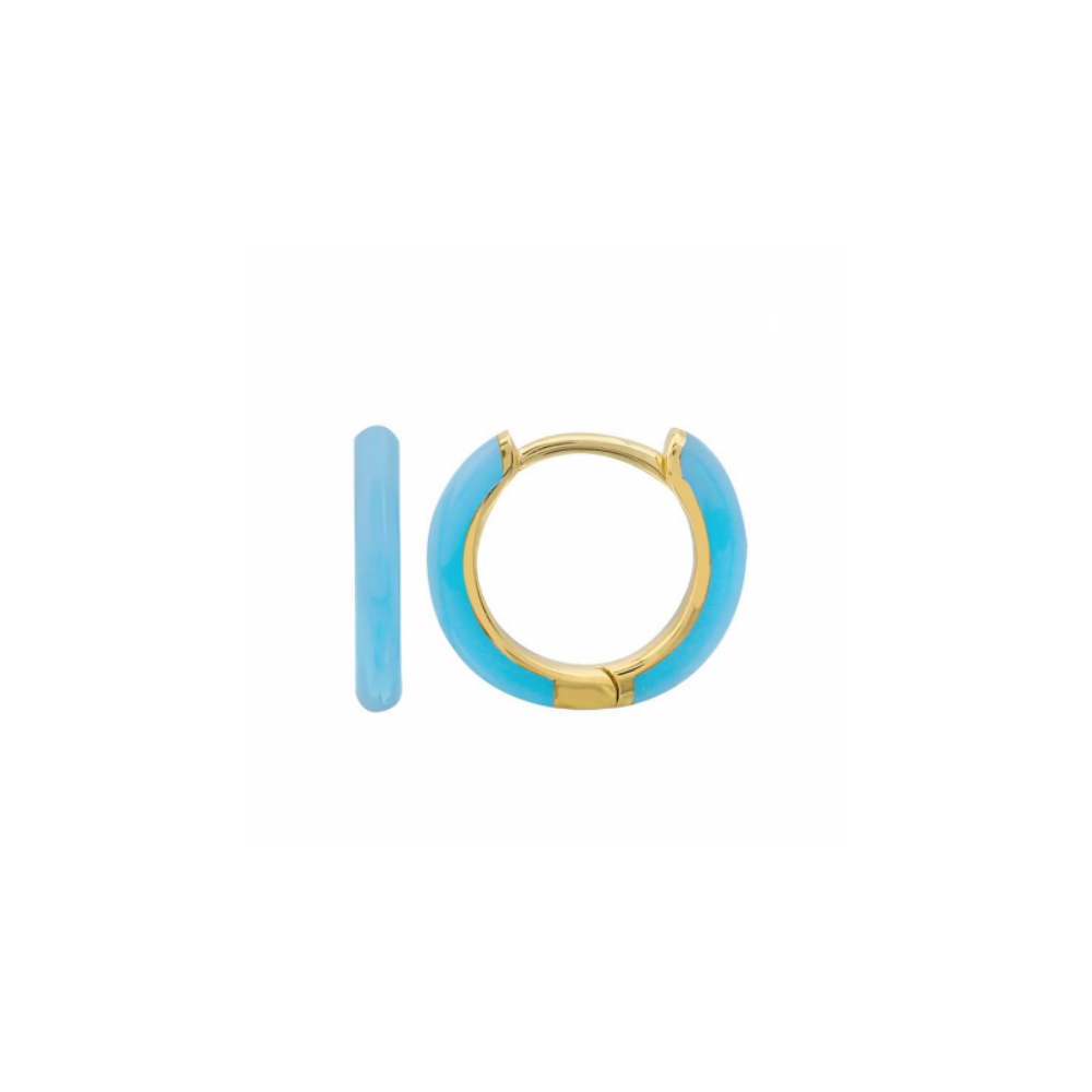 14K BRIGHT BLUE ENAMEL HUGGIES