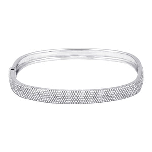 14K WHITE GOLD LARGE PAVÉ DIAMOND BANGLE