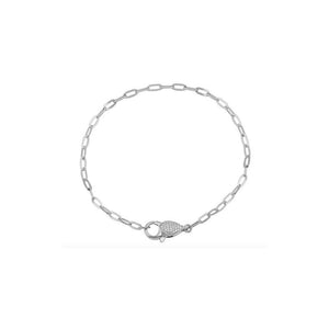 14K GOLD PAPERCLIP CHAIN WITH WHITE GOLD PAPERCLIP CHAIN WITH DIAMOND LOBSTER CLASP BRACELET