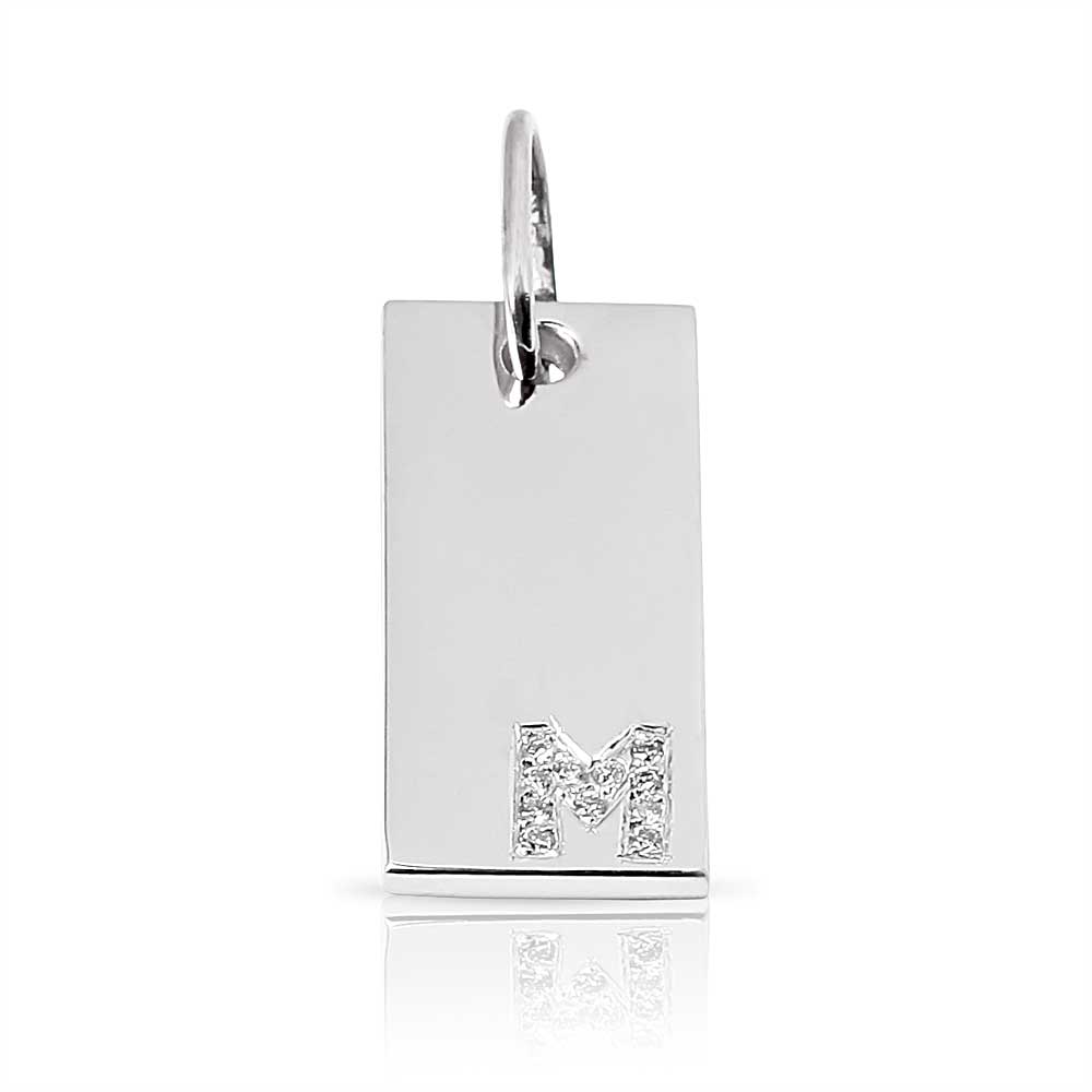 14K GOLD AND DIAMOND SMALL DOGTAG CHARM WITH CUSTOMIZED POSOTIONING