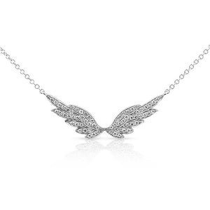 WHITE DIAMOND SET IN WHITE GOLD ANGEL WING NECKLACE